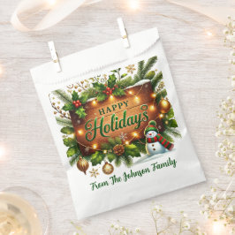 Bolsa De Papel Felices Fiestas Guirnalda de Evergreen