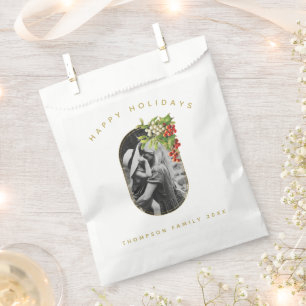Bolsa De Papel Felices fiestas Personalizado Foto Navidades famil