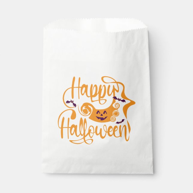 Bolsa De Papel Felices murciélagos de Halloween jack o lantern (Anverso)