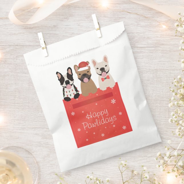 Bolsa De Papel Felices Pawlidays Bulldoges franceses (Cortado)