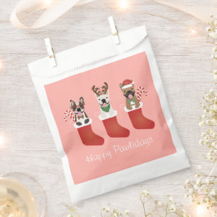 Bolsa De Papel Felices Pawlidays Navidades de Bulldoges franceses
