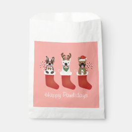 Bolsa De Papel Felices Pawlidays Navidades de Bulldoges franceses