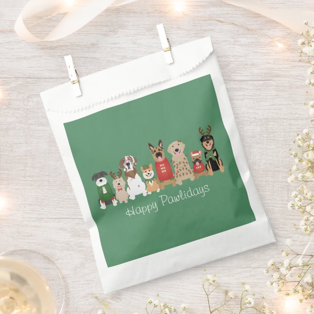 Bolsa De Papel Felices Pawlidays Perros Red Green (Cortado)