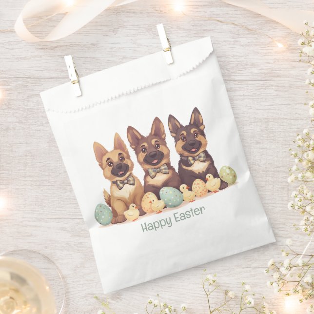 Bolsa De Papel Felices Perros del Pastor Alemán de Pascua (Cortado)