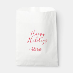 Bolsa De Papel Felices vacaciones Navidades caligrafía roja simpl