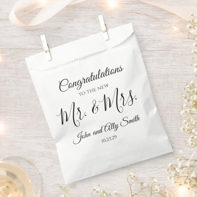 Bolsa De Papel Felicitaciones al nuevo señor. y Mrs. Favor Bags (Cortado)