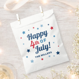 Bolsa De Papel Feliz 4 de julio: Patriótico Blanco Rojo y Azul