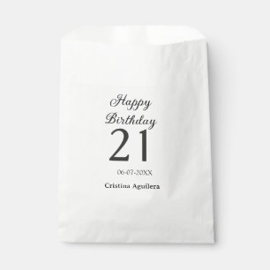 Bolsa De Papel Feliz cumpleaños 21 letras negritas simples nombre