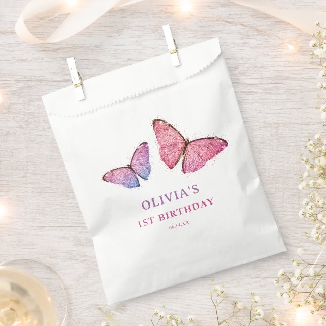 Bolsa De Papel Feliz cumpleaños al Chica mariposa (Cortado)