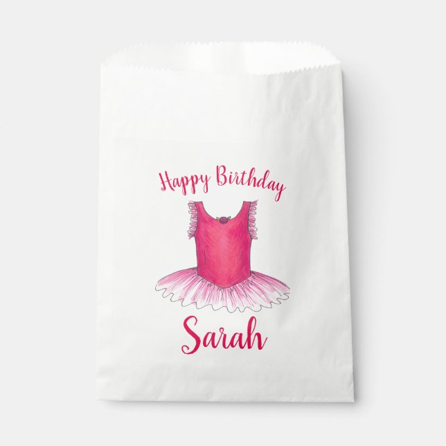 Bolsa De Papel Feliz cumpleaños Ballet Rosa Dance Ballerina Tutu (Anverso)