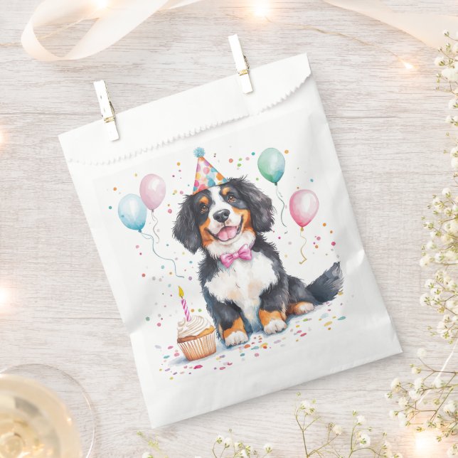 Bolsa De Papel Feliz cumpleaños Bernese Mountain Dog (Cortado)