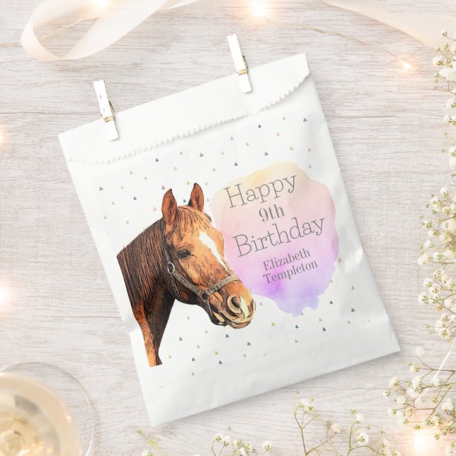 Bolsa De Papel Feliz cumpleaños Caballo de regreso viajando en Bo (Cortado)