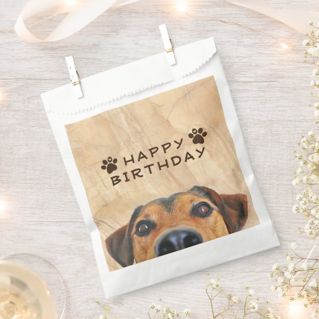 Bolsa De Papel Feliz cumpleaños Cara de perro (Cortado)