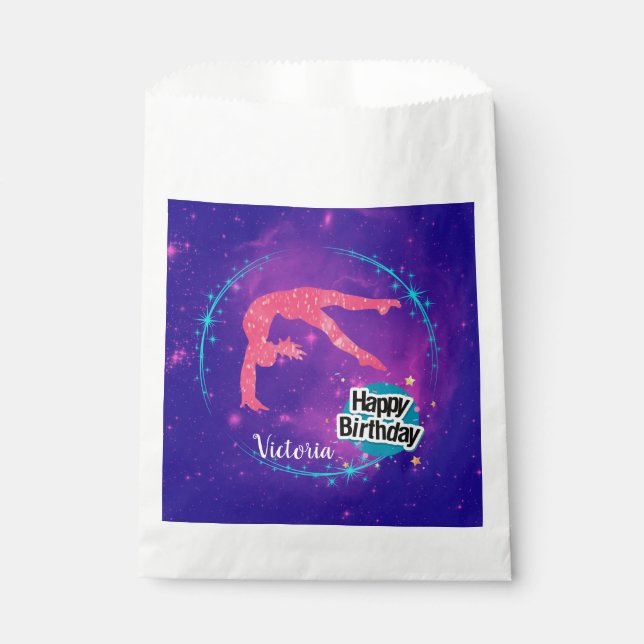 Bolsa De Papel Feliz cumpleaños Gimnasia galaxia tambaleante (Anverso)