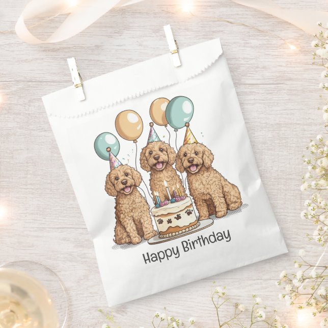 Bolsa De Papel Feliz cumpleaños Goldendoodle Dogs (Cortado)