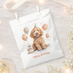 Bolsa De Papel Feliz cumpleaños Goldendoodle Perro Pastel de cump