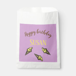 Bolsa De Papel Feliz cumpleaños, helado amarillo en morado