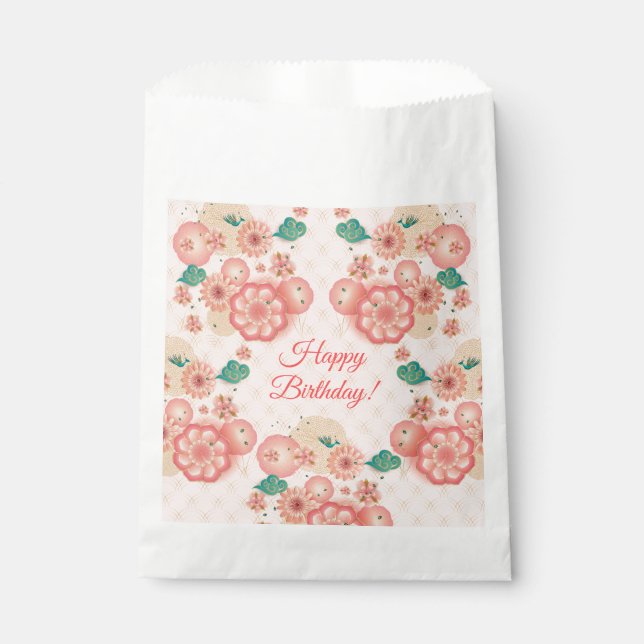 Bolsa De Papel Feliz cumpleaños - Jardín de flores de primavera (Anverso)