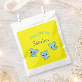 Bolsa De Papel Feliz cumpleaños lindos gatitos azules amarillos