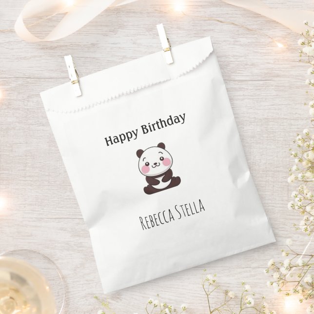 Bolsa De Papel Feliz cumpleaños oso panda blanco lindo (Cortado)