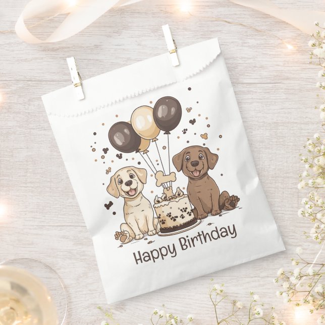 Bolsa De Papel Feliz cumpleaños, perros recuperadores de labrador (Cortado)
