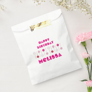 Bolsa De Papel Feliz cumpleaños Pink Frosted Cake Pops Party Favo