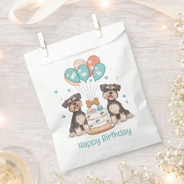 Bolsa De Papel Feliz cumpleaños Schnauzer Dogs (Cortado)
