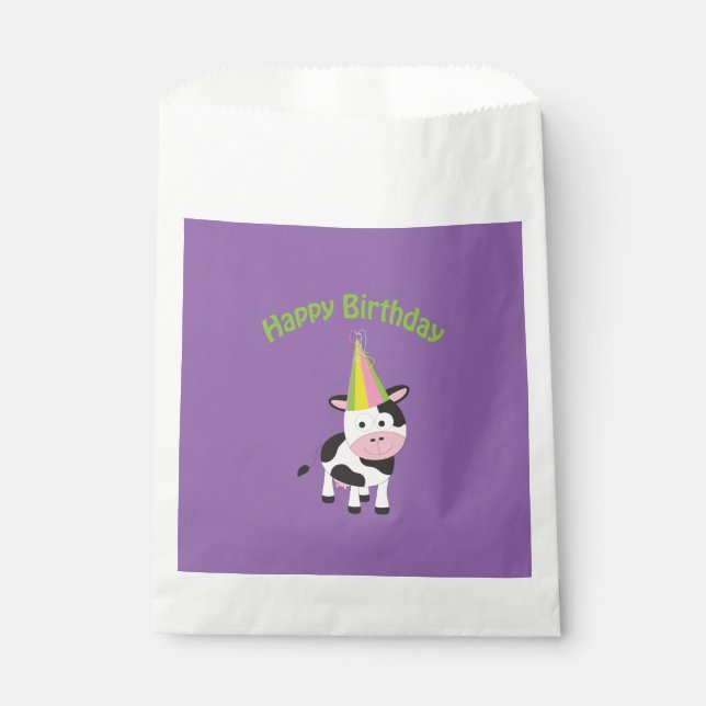 Bolsa De Papel ¡Feliz cumpleaños! Vaca fiesta (Anverso)