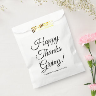 Bolsa De Papel Feliz Día de Acción de Gracias escritura personali