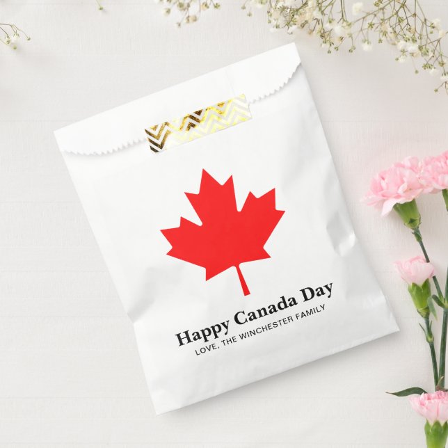 Bolsa De Papel Feliz Día de Canadá personalizado texto con hoja d (Sellado)