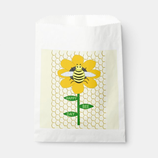 Bolsa De Papel Feliz Día de las Abejas Cumpleaños Bumblebee (Anverso)