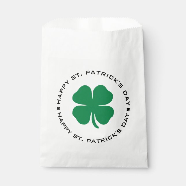Bolsa De Papel Feliz Día de San Patricio Shamrock Lucky Charm Cla (Anverso)