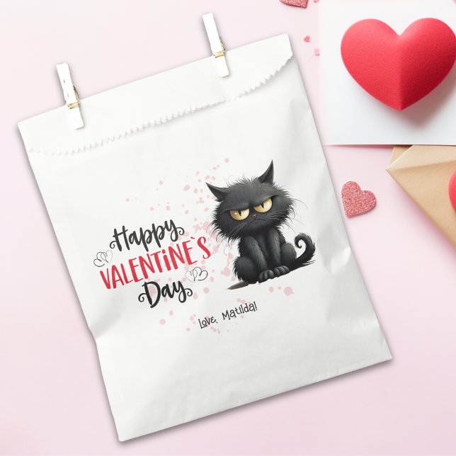 Bolsa De Papel Feliz Día de San Valentín Gracioso Gato Negro (Subido por el creador)