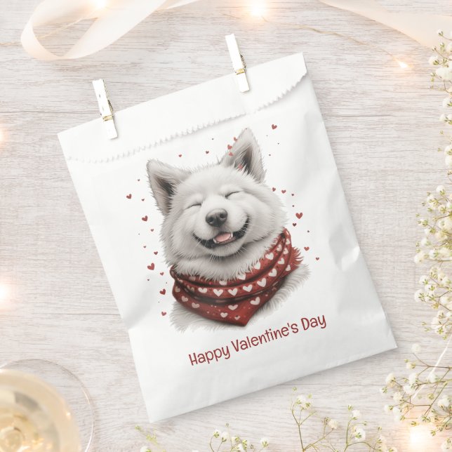 Bolsa De Papel Feliz día de San Valentín perro Samoyedo (Cortado)