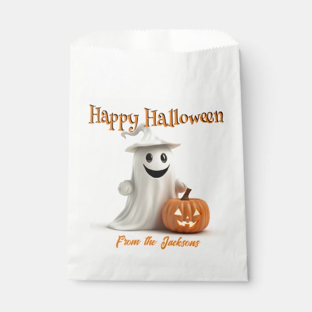 Bolsa De Papel Feliz FANTASMA DE Halloween CON PUMPKIN (Anverso)