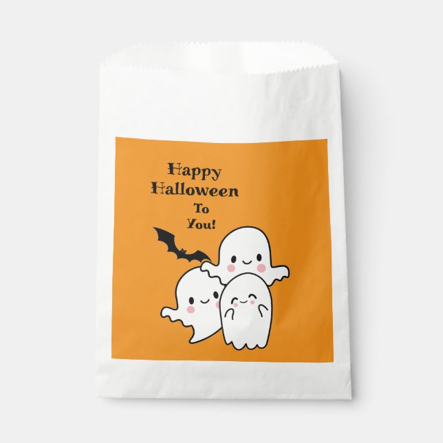 Bolsa De Papel Feliz fiesta de Halloween Fun Ghost personalizado (Anverso)