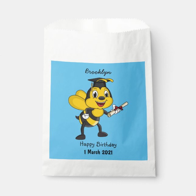 Bolsa De Papel Feliz graduación de abejas personalizados (Anverso)