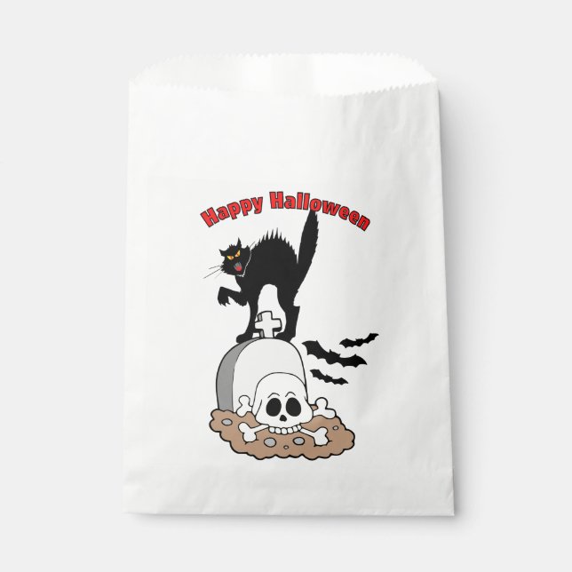 Bolsa De Papel Felíz grito negro de Halloween y cráneo (Anverso)