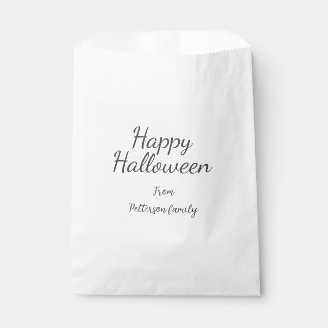 Bolsa De Papel Feliz Halloween agregar nombre de familia caligraf (Anverso)