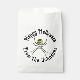 Bolsa De Papel Feliz Halloween araña amarilla nombre personalizad
