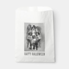 Bolsa De Papel Feliz Halloween. Cráneo angustiado