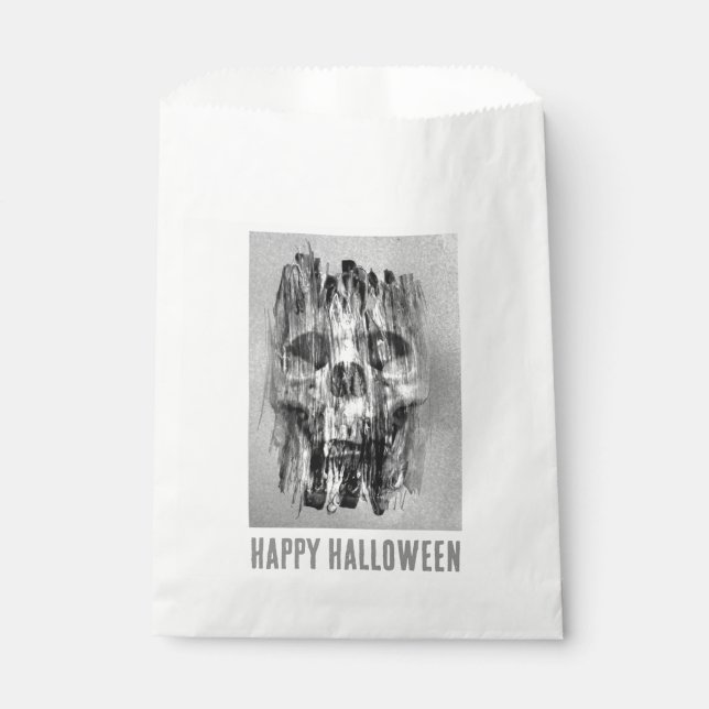 Bolsa De Papel Feliz Halloween. Cráneo angustiado (Anverso)
