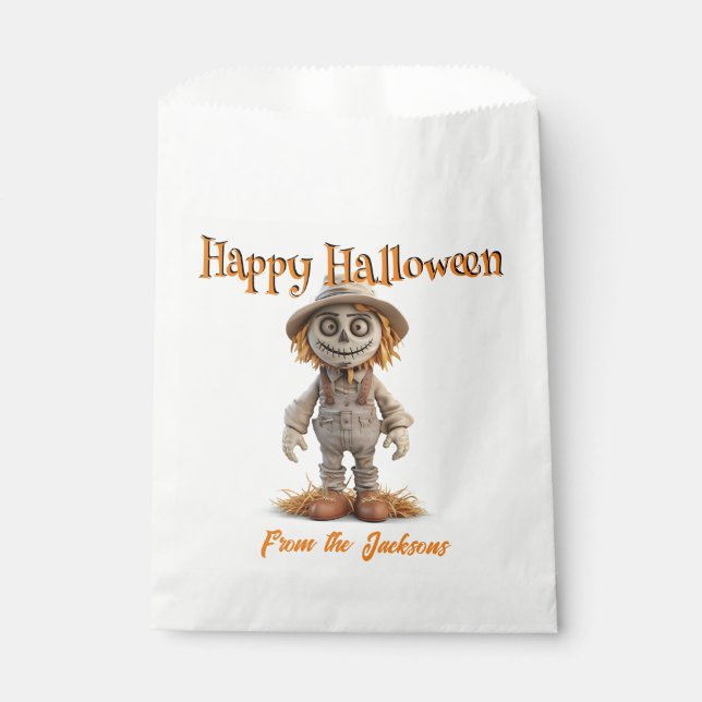 Bolsa De Papel Feliz Halloween ESPANTAPÁJAROS DE OJOS GRANDES (Anverso)