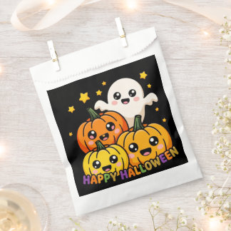 Bolsa De Papel Feliz Halloween Fantasma y Calabazas Favor de Pape
