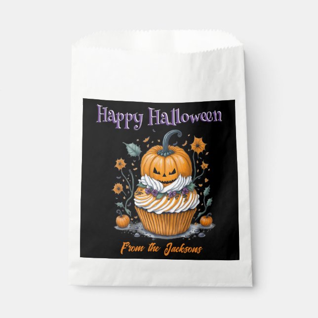 Bolsa De Papel Feliz Halloween | FUN PUMPKIN CUPCAKE (Anverso)