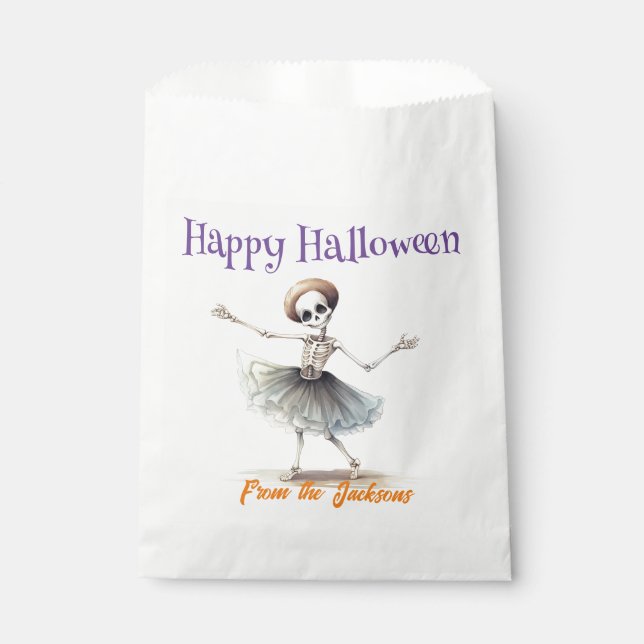 Bolsa De Papel Feliz Halloween | FUN SKELETON CON TUTU (Anverso)