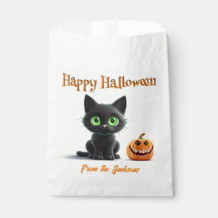 Bolsa De Papel Feliz Halloween GATO NEGRO GRANDE DE OJOS VERDES