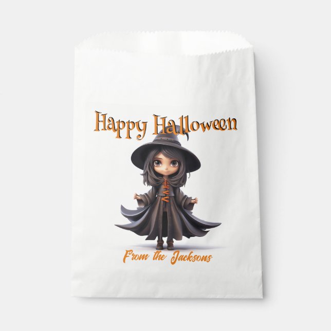 Bolsa De Papel Feliz Halloween, gran bruja ocular en NEGRO (Anverso)