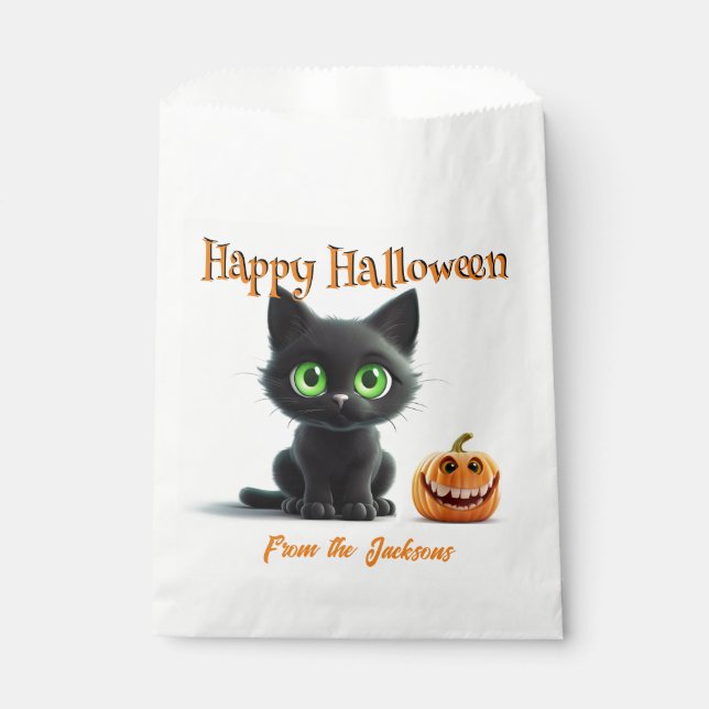 Bolsa De Papel Feliz Halloween GRAN GREEN OYE BLACK CAT (Anverso)