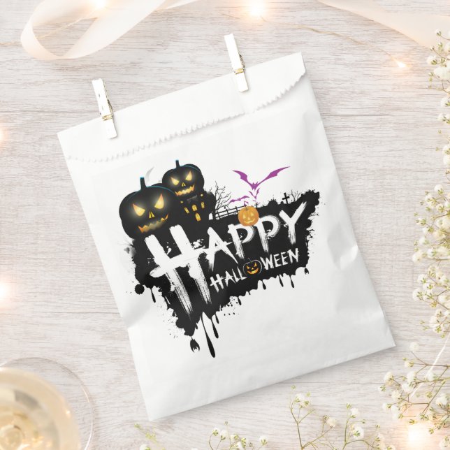 Bolsa De Papel Feliz Halloween Jack-o-lanterns (Cortado)